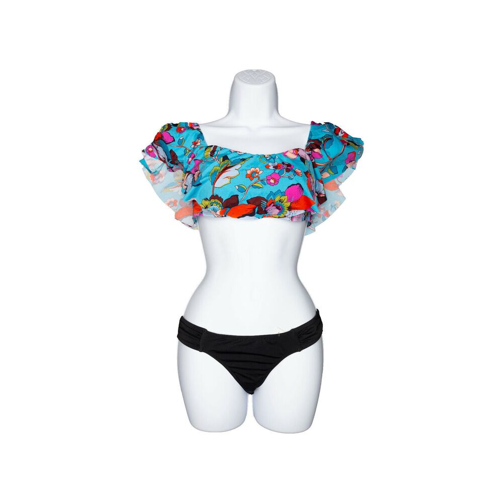Soluna Swim Women Lined Floral Off Shoulder Ruffle Top Multi-color Size M